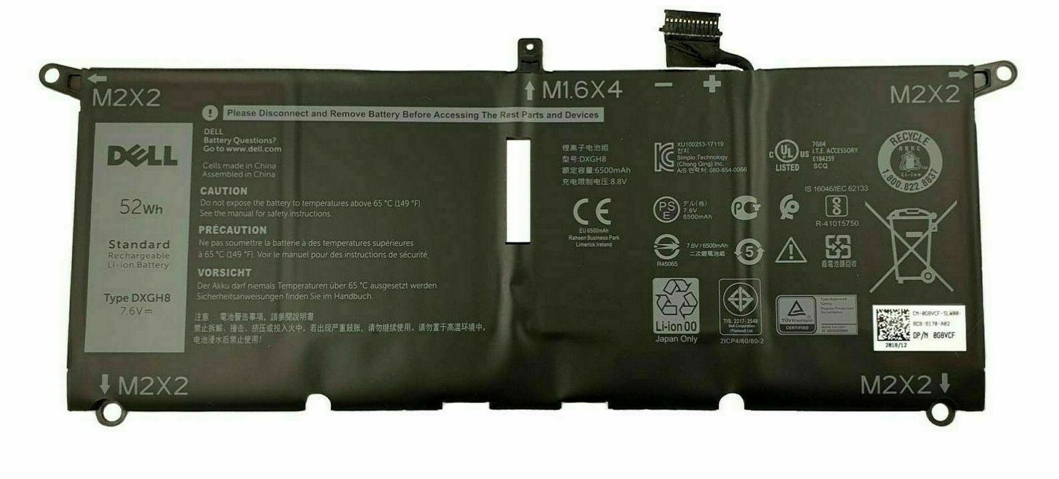 NEW DELL XPS 7390 9370 9380 52Wh 7.6V BATTERY G8VCF DXGH8 H754V 451-BCRE