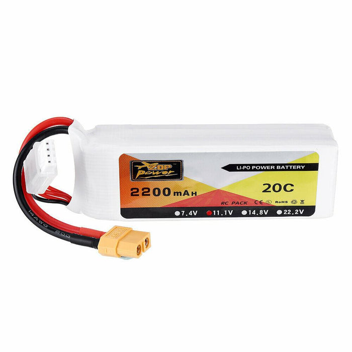 ZOP Power 11.1V 2200MAH 20C Lipo Battery XT60 Plug RC Car Airplane Helicopter