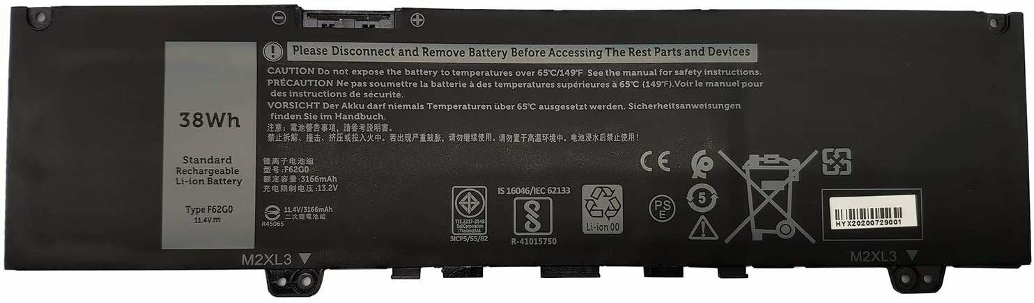 F62G0 Battery for Inspiron 13 5370 7370 7373 Vostro 5370 39DY5 CHA01 RPJC3
