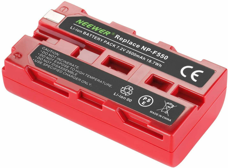 Neewer NP F550 Battery Charger Set for Sony 2-Pack Replacement 2600mAh