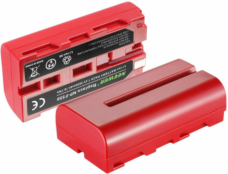 Neewer NP F550 Battery Charger Set for Sony 2-Pack Replacement 2600mAh