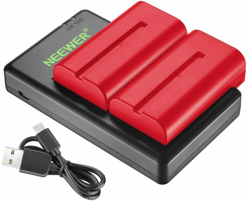 Neewer NP F550 Battery Charger Set for Sony 2-Pack Replacement 2600mAh