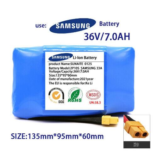 Samsung 36V Battery Packs 7000Mah 7.0Ah Electric Bike Lithium Ion Battery