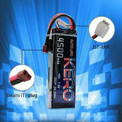 Kero 2S Lipo Battery 4500mAh 25C 7.6V Lipos Hard Case for 7.4V 1/8 1/10 RC Car