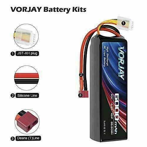 VORJAY 14.8V 60C 6000mAh 4S Lipo Battery with Deans T Plug and XT60 Connector