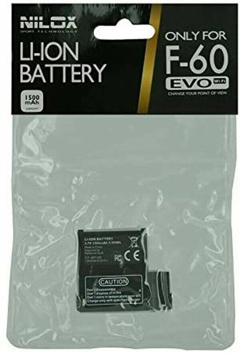 Nilox F-60 Evo WIFI Rechargeable Battery for Camera Black 1500mah Original