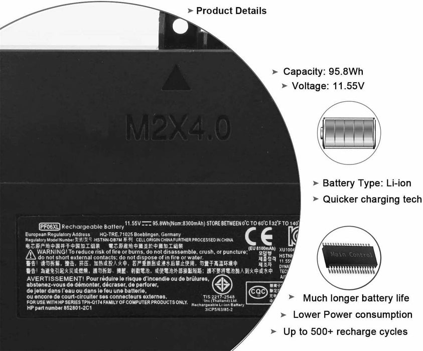 PF06XL Battery for HP 852801-2C1, 853294-850, 853294-855, HSTNN-DB7M
