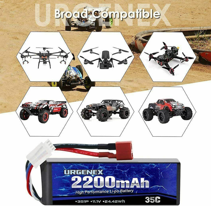 URGENEX 3S Lipo Battery 11.1V 2200mAh 35C RC Lipo Battery with Dean-Style T