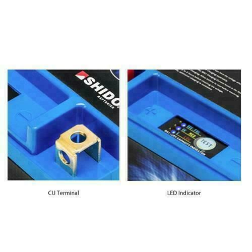 SHIDO LITHIUM ION LIGHTWEIGHT MOTORCYCLE BATTERY REPLACES YTX12-BS