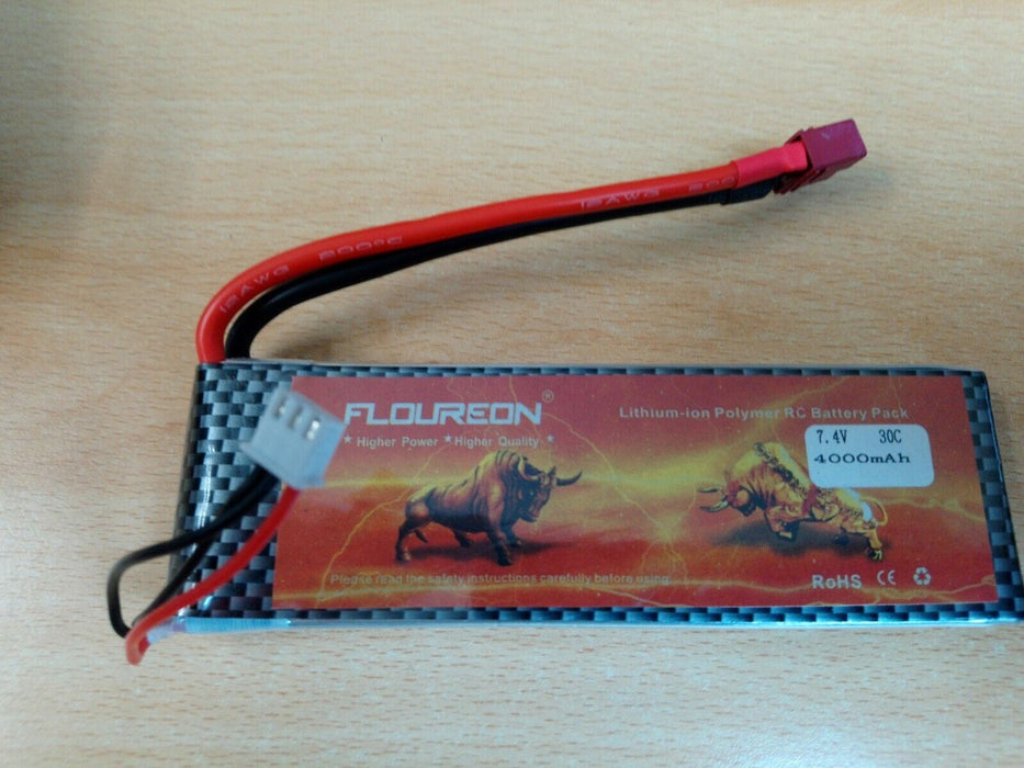 Floureon 4000mah 7.4v 30c Lipo Battery for RC Car Truck Airplane Drone Truggy