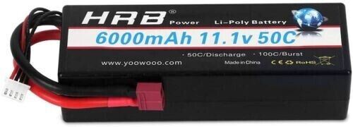 3S Lipo Battery 11.1V 6000mAh 50C Hard Case RC Battery with Deans T Connector Pl