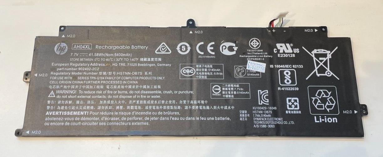 Battery replaces HP 902402-2C2, 902500-855, AH04XL, HSTNN-DB7S, TPN-Q184 5300mAh