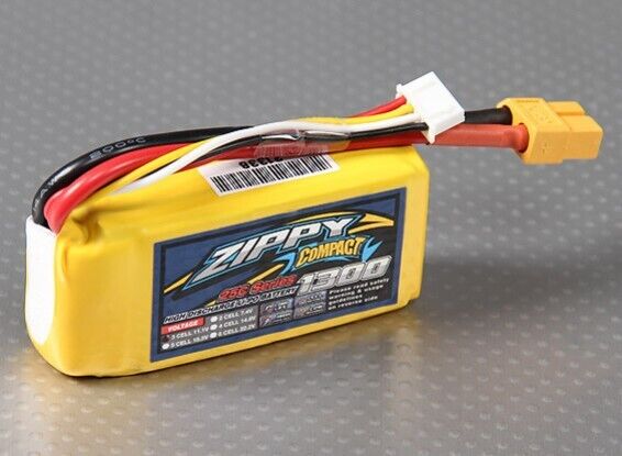 ZIPPY Compact 1300mAh 3S 25C Lipo Pack.