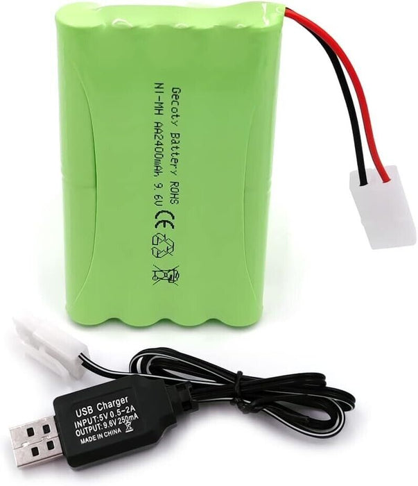 Gecoty 9.6 V 2400 mAh rechargeable Ni-MH AA battery charging cable (Tamiya plug)
