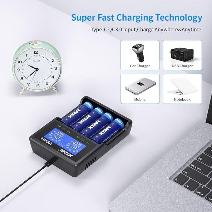XTAR VC4H Charger 2022 NEW 18650 Battery Charger 4bays Universal 18650 Charger