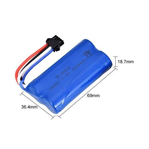 2pcs 7.4V 1500Mah Li-ion Battery SM-4P/USB Charger for UDI902 UDI002 RC Boat