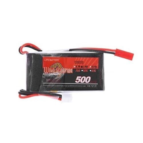 Wild Scorpion Lipo Battery 7.4V 500mAh 25C MAX 2S JST Plug fr Plane