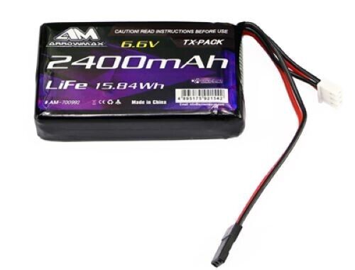 Arrowmax LiPo Transmitter Battery Pack - 2400Mah 6.6V - Fits Futaba 4Pk/4Px/4Pv/