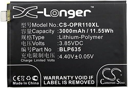 CS-OPR110XL Battery 3000mAh compatible with [OPPO] R11 replaces BLP635