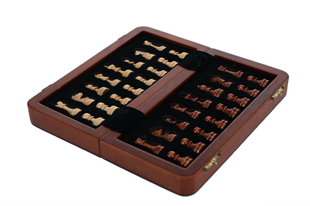 Kasparov Compact Magnetic Travel Chess Set 7” Solid Wood Board and Pieces