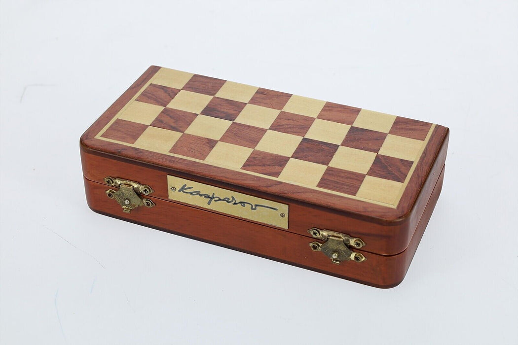 Kasparov Compact Magnetic Travel Chess Set 7” Solid Wood Board and Pieces