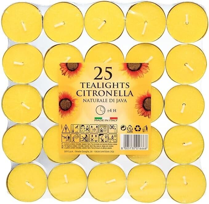 Price's Candles Citronella Tealights Pack of 25 Citronella Range