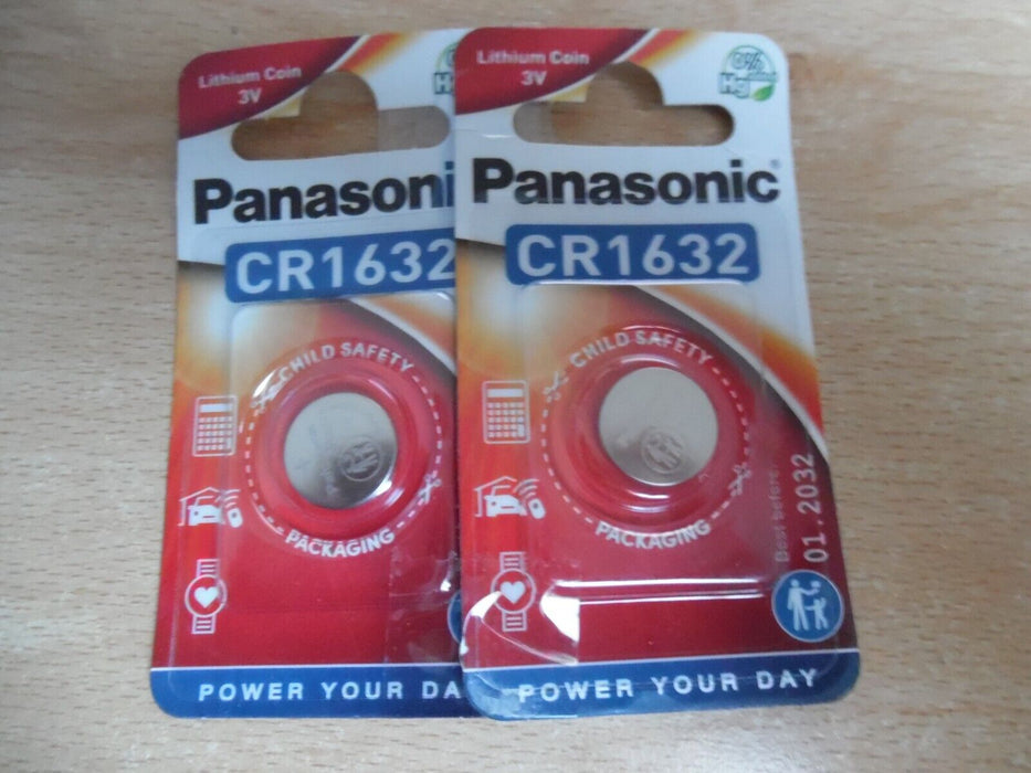 2 x Panasonic CR1632 3V Lithium Coin Cell Battery 1632 DL1632 BR1632 Longest EXP