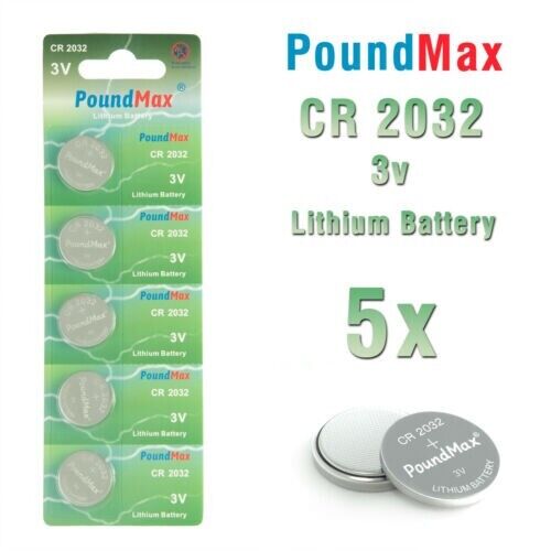 5 X PoundMax CR2032,DL2032,BR2032,KL2032, 3 VOLT LITHIUM BATTERIES