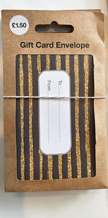 5 x Gift Card Envelope Black and Gold