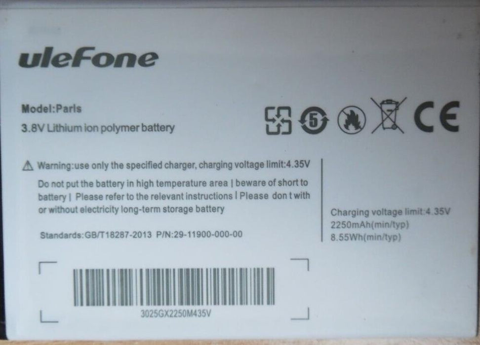 Battery for Ulefone Paris Lite 29-1100-000-00 1950mAh NEW