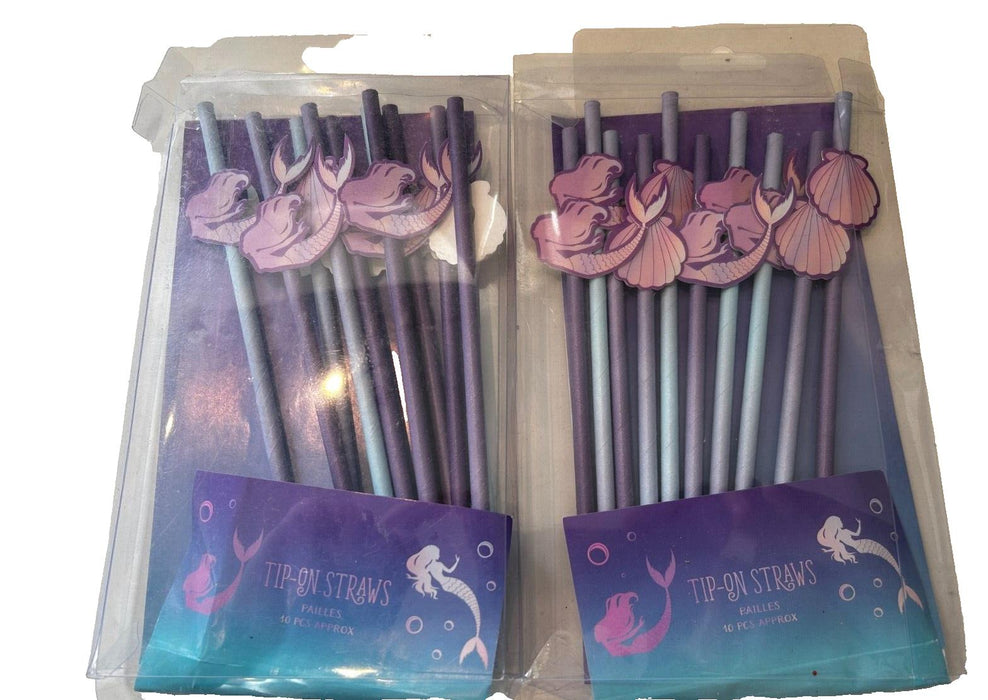 10pcs Party Paper Mermaid Design Straws