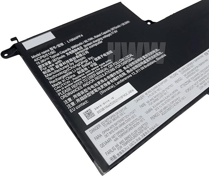 New 15.36V 60.7Wh 3955mAh L19M4PF4 Battery Compatible with Lenovo Ideapad Yoga S
