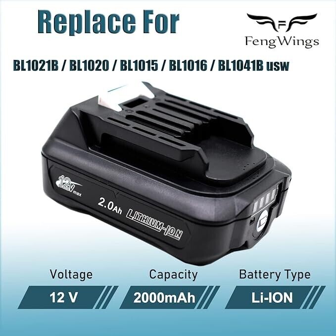 BL1021B 2.0Ah Replace For Makita 12V Battery BL1021B BL1016 BL1015 BL1041B 19733