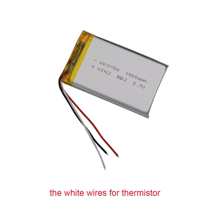 3.7V 1500mAh Polymer Li Battery 603759 3 wires Thermistor For LED Light DashCam