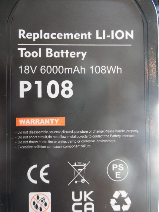 Battery Replacement for Ryobi P108 One for Ryobi P108 RB18L50