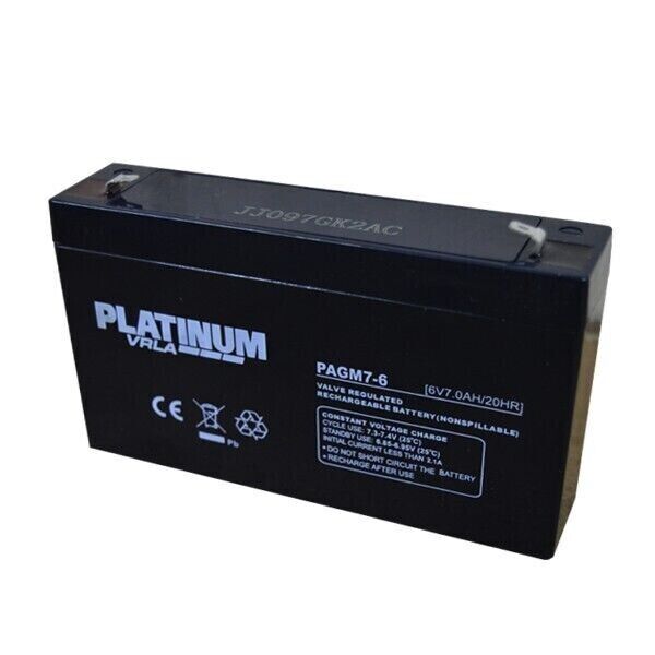Platinum VRLA 6 Volt 7AH Rechargable Battery 6V 7AH PAGM7-6