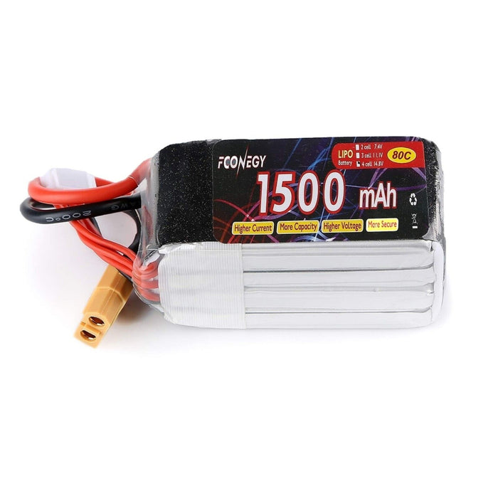 FCONEGY 4S 14.8V 1500mAh 80C Lipo Battery Pack with XT60 Plug for FPV Drone Quad