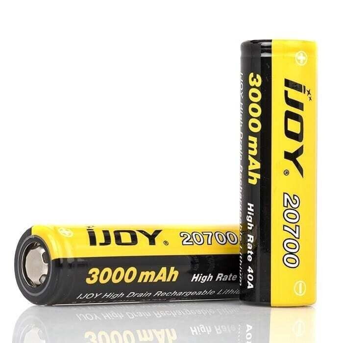 2 x i Joy 20700 3000MAH 3.7V Rechargeable Battery 40A Flat Top