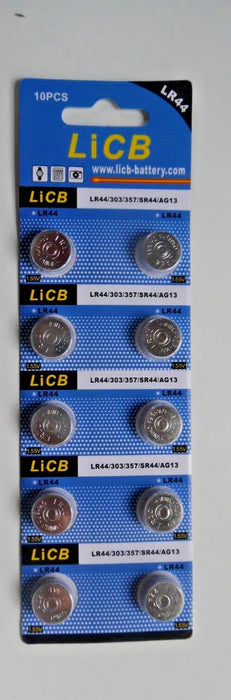 LiCB 10 PCS LR44 AG13 357 303 SR44 A76 Battery 1.5V Button Coin Cell Batteries