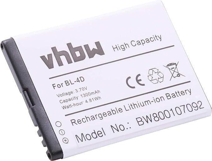 vhbw Battery Compatible with TEXET TM-B410 Mobile Phone Smartphone 900 mAh 3.7 V