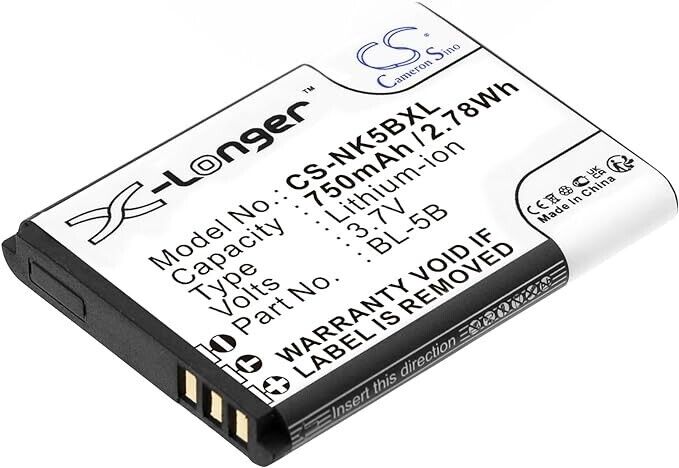 CS-NK5BXL Battery 750mAh compatible with [Rollei] for 10050, for 10051, for 1005