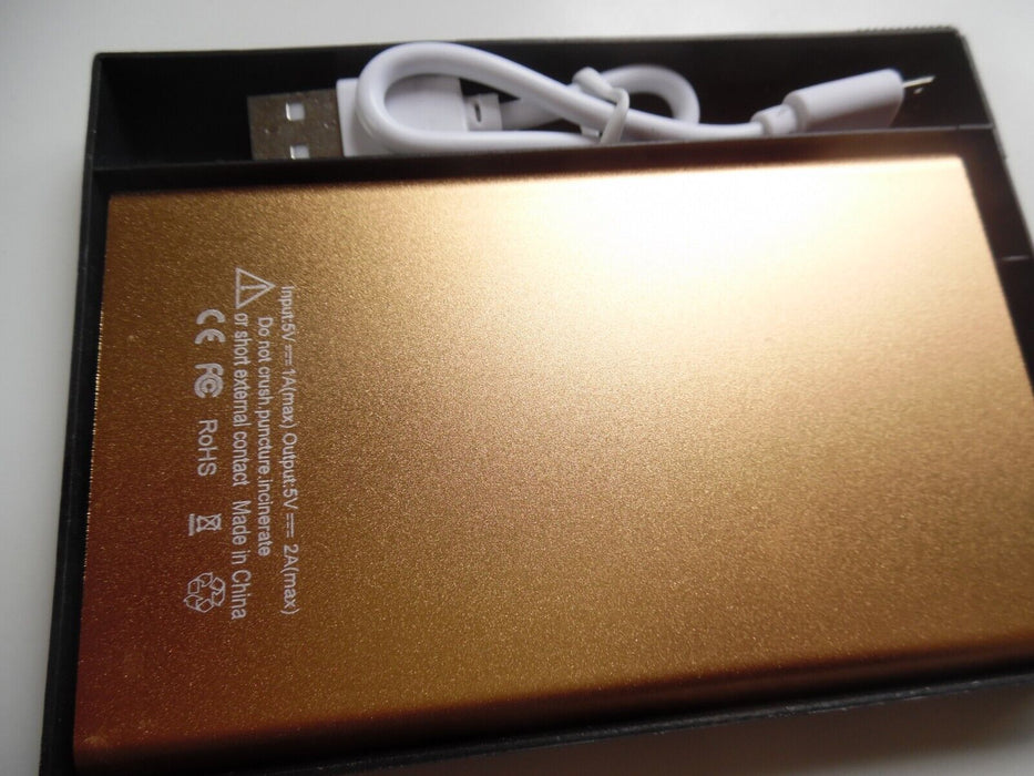 1000mAh Powerbank Gold 5v input Slimline