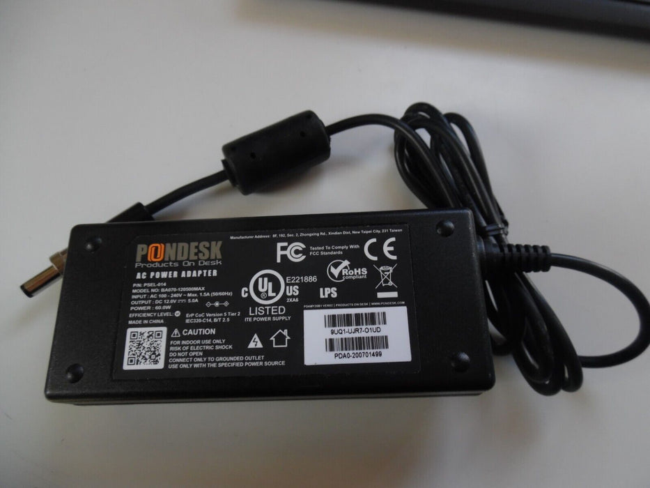 12V 5A 60W Switching Desktop AC Power Adapter with Screw Locking Jack DoE Level