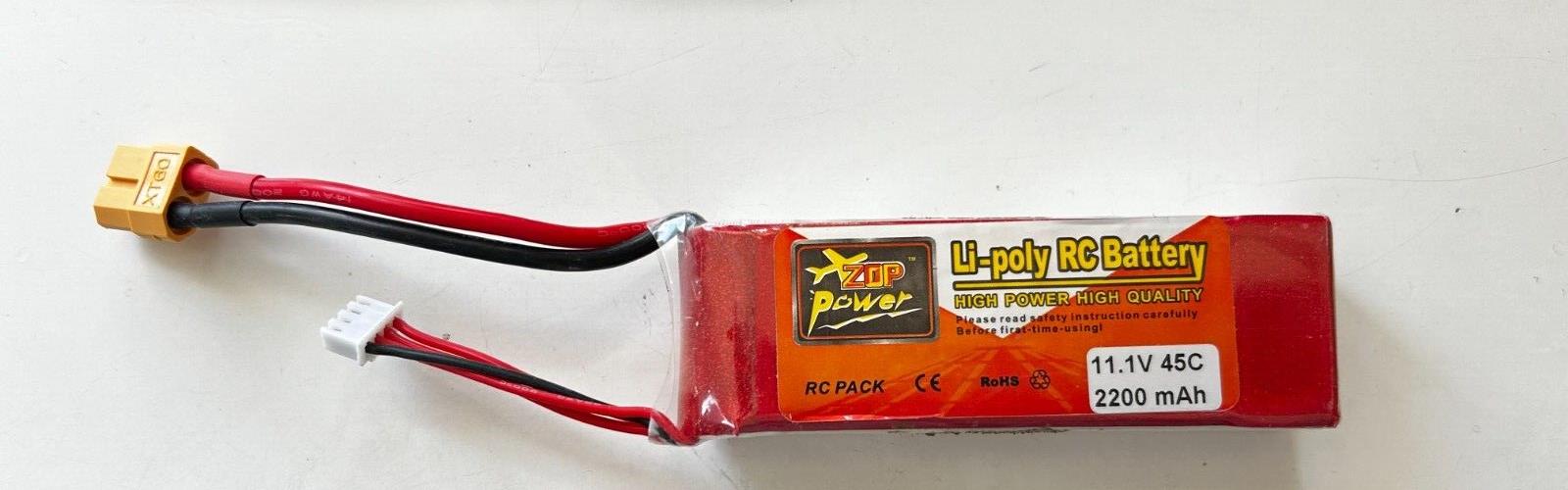 Zop Power Li-Poly RC Battery 11.1v 45C 2200 mAh XT60