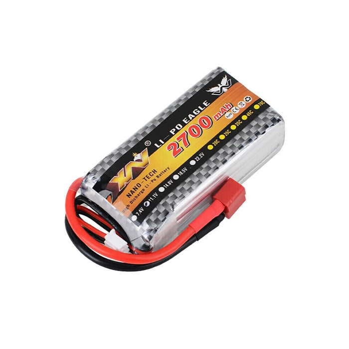 XW Power 11.1V 2700mAh 25C 3S LiPo Battery T Deans Plug for RC Car - 1pcs