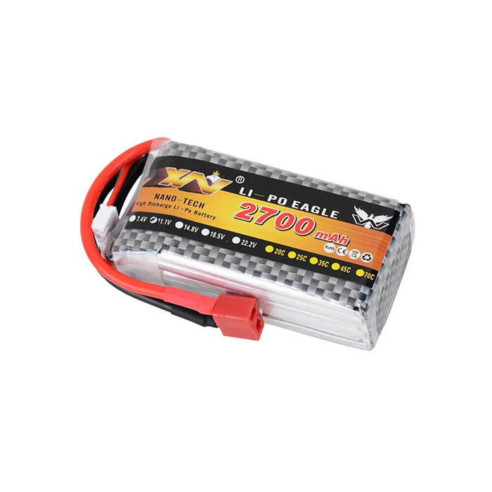 XW Power 11.1V 2700mAh 25C 3S LiPo Battery T Deans Plug for RC Car - 1pcs