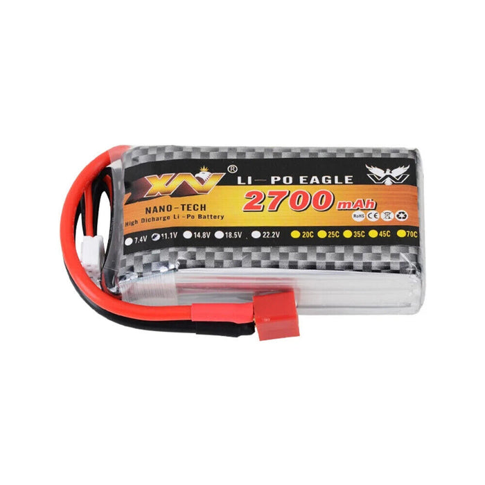 XW Power 11.1V 2700mAh 25C 3S LiPo Battery T Deans Plug for RC Car - 1pcs
