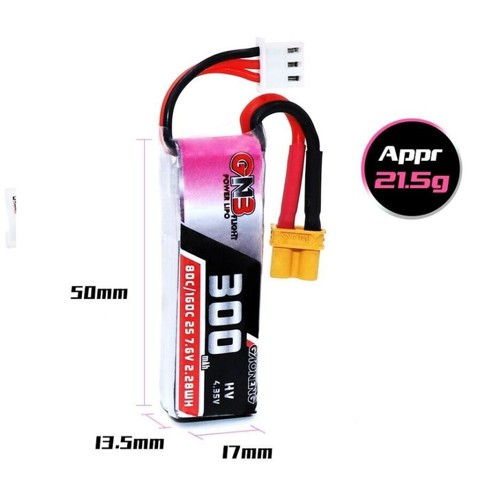 GNB 300mAh 2S 80C LiHV Battery (XT30) RC Racing Battery Boat Car Drone