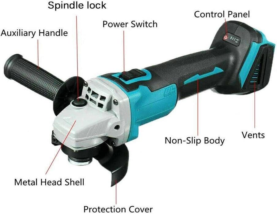 Teektok Battery Powered Grinder Brushless 2 free 18v 3ah batteries plus charger
