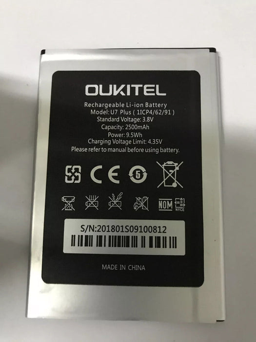 NEW Genuine 3.8V 2500mAh 9.5Wh Battery For OUKITEL U7 Plus 1ICP4/62/91